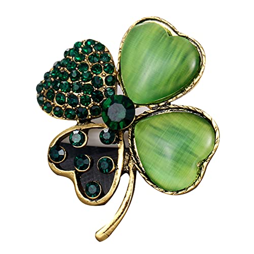 Grün Vier Blattklee Glücksbroschen Lampennadel Shamrock Abzeichen Rucksack Dekorationen Schmuck St. Patrick's Day Accessoire Vier Blatt Brosche von ANMITI