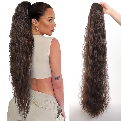 Langer Lockiger Clip Auf Pferdeschwanzverlängerung Einstellbares Draw String Haarstück Für Tägliche Styling Hitzebeständige Perücken Für Frauen Hitzebeständige Synthetische von ANMITI