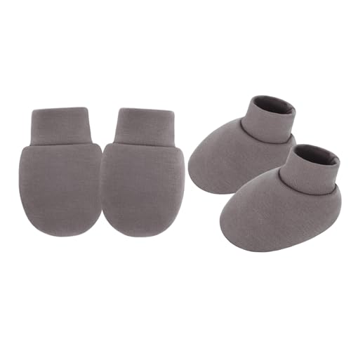 Neugeborene Anti Scratch Fäustlinge Und Socken Set Feste Farbe Baumwolle Baby Hand & Fußschutzhülle Für 0-6 Monate Atmungsaktive Babyfäden von ANMITI