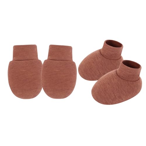 Neugeborene Anti Scratch Fäustlinge Und Socken Set Feste Farbe Baumwolle Baby Hand & Fußschutzhülle Für 0-6 Monate Atmungsaktive Babyfäden von ANMITI
