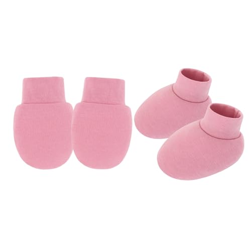 Neugeborene Anti Scratch Fäustlinge Und Socken Set Feste Farbe Baumwolle Baby Hand & Fußschutzhülle Für 0-6 Monate Atmungsaktive Babyfäden von ANMITI