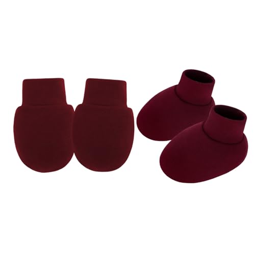 Neugeborene Anti Scratch Fäustlinge Und Socken Set Feste Farbe Baumwolle Baby Hand & Fußschutzhülle Für 0-6 Monate Atmungsaktive Babyfäden von ANMITI