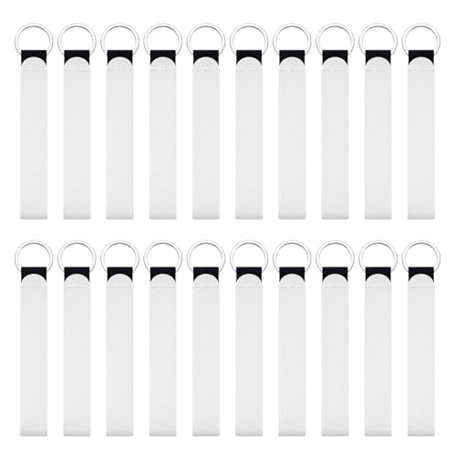 Packung Von 20 Leerer Schlüssel Sublimation Keychain Blanks Neopren Armband Gurt Lanyard Wärme Drücken Sie Übertragung Tastatur Anpassbare Taste Ringe von ANMITI