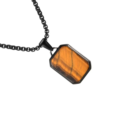 Rechteckige Geometrische Hängende Halskette Edelstahlschmuck Naturalsteine Halskette Geeignet Für Verschiedene Anlässe Geometrisches Männer Accessoire von ANMITI