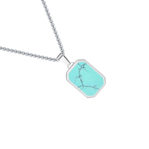 Rechteckige Geometrische Hängende Halskette Edelstahlschmuck Naturalsteine Halskette Geeignet Für Verschiedene Anlässe Geometrisches Männer Accessoire von ANMITI