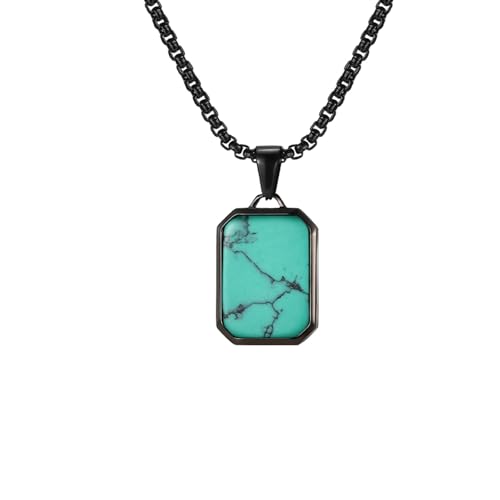 Rechteckige Geometrische Hängende Halskette Edelstahlschmuck Naturalsteine Halskette Geeignet Für Verschiedene Anlässe Geometrisches Männer Accessoire von ANMITI