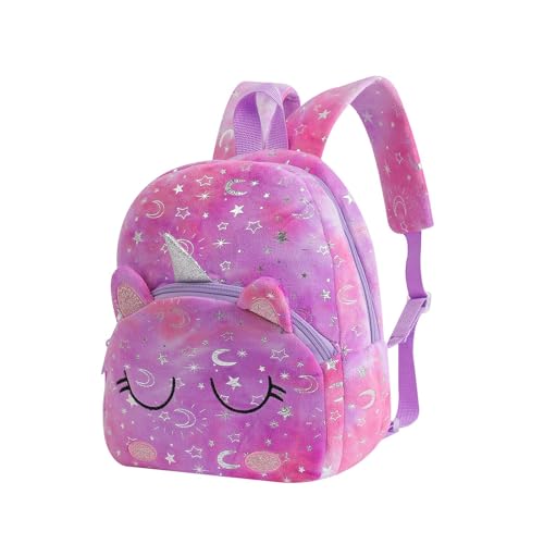 Schöne Tiermotiven Schul Rucksack Für Kleinkind Girls Weiche Plüsch Buchbeutel Cartoon Geschenk Geburtstage Kindergarten Regenbogen Tierrucksack Mädchen von ANMITI
