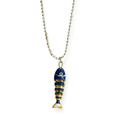 Sea Charme Schmuck Kupfer Halskette Mit 6 Farbauswahl Für Frauen Stilvolle Mädchen Collarbone Kette Geschenk Buntes Fisch Anhänger Halskette von ANMITI