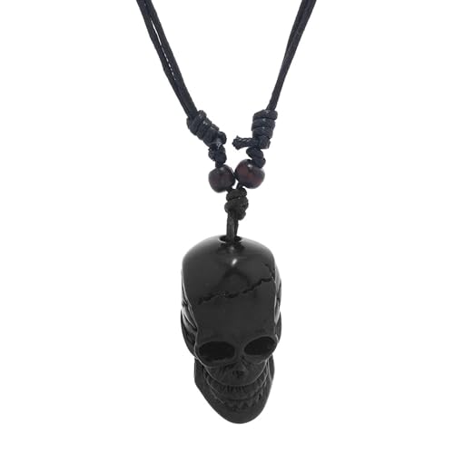 Vintage Skull Anhänger Halskette Langkettige Skelett Goth Punk Gothic Ästhetische Juwely Hip Hop Verstellbarer Wachs Halsketten Schädel Halskette Kostüm von ANMITI