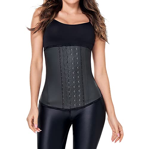 ANN CHERY Korsett-Taillentrainer für Damen – kolumbianischer Taillenmieder – 3 Haken Latex Body Shaper, Schwarz, 2X-Small von ANN CHERY