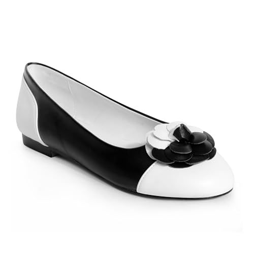ANN CREEK Damen-Ballerinas mit Blumenfront, bequeme flache Schuhe für Damen, zweifarbig, runder Zehenbereich, niedlich, lässig, elegant, Schwarz/Weiß, 37.5 EU ANN CREEK Damen-Ballerinas mit Blumenfront, bequeme flache Schuhe für Damen, zweifarbig, runder Zehenbereich, niedlich, lässig, elegant, Schwarz/Weiß, 37.5 EU von ANN CREEK