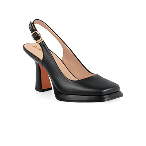 ANN CREEK Damen Plateau Slingback High Heels Damen Square Toe Pumps Schuhe, Schwarz, 42 EU von ANN CREEK