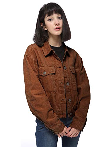 ANNA-KACI Damen Corduroy Leichte Kordjacke Vintage Kurzmantel Antik Kord Jacke von ANNA-KACI