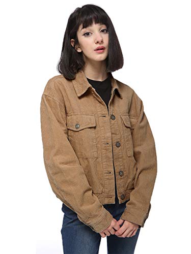 ANNA-KACI Damen Frühling Herbst Kord Cord Outwear Langarm Knopf Kurz Jacke mit Brusttaschen von ANNA-KACI