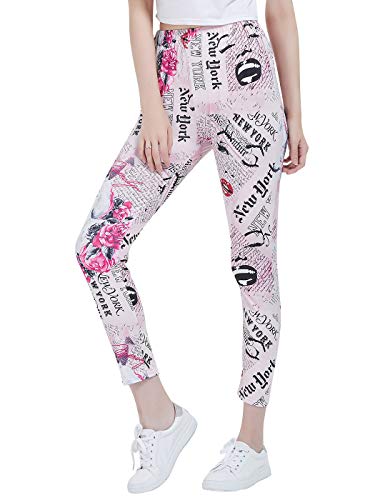 ANNA-KACI Damen Hauteng Retro Hollywood New York Marilyn Monroe Zeitung Leggings Bleistift Hose von ANNA-KACI