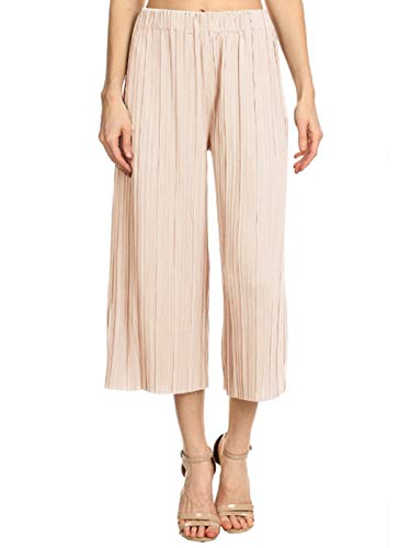 ANNA-KACI Damen Hohe Taille faltenreich breite Bein Plissee Culotte Gaucho faltenhose Palazzo Pants Hose von ANNA-KACI