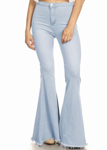 ANNA-KACI Damen Jeans Schlag Weite Jeanshose Bootcut Flared Jeans Schlank Glockenhose, Blau Hellblau, M von ANNA-KACI