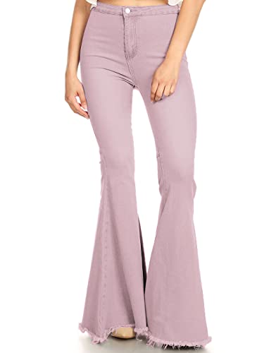 ANNA-KACI Damen Mode hohe Taille Lange Denim Bell Unten Jeans Flared Hose, Hellviolett, XX-Large von ANNA-KACI