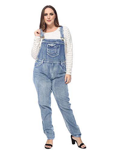 ANNA-KACI Damen Träger Vintage Latzhosen Jeanshosen Denim Overall Jumpsuit Groß Größe von ANNA-KACI