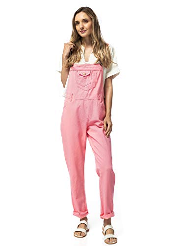 ANNA-KACI Damen Vintage Verstellbar Träger Tasche Loch Gerade Bein Denim Latzhose, Pink, M von ANNA-KACI