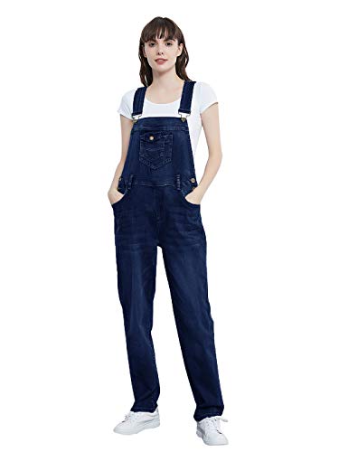 ANNA-KACI Frauen Leicht Sommer Denim Blue Jeans Gerades Bein Taschen Latzhose mit Taschen von ANNA-KACI