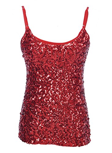 ANNA-KACI Sparkle & Shine Schimmernde Glitzer Pailletten Slim ärmellos Boot-Ausschnitt Metallic Effekt Trägertop Tank Top von ANNA-KACI