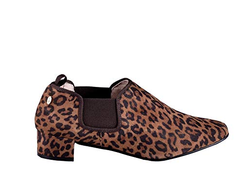 ANNA MILAN Pumps Niedriger Absatz Leopard Greta für Frau 36 braunes Leder Ledersohle und Gel Innensohle Exklusive Kollektion Made in Spain von ANNA MILAN