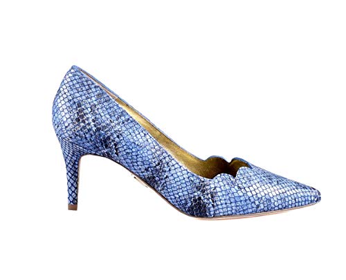 ANNA MILAN Pumps Stiletto Doris Schlangenmuster Hellblau 41 Natural Leder Exklusive Kollektion Made in Spain von ANNA MILAN