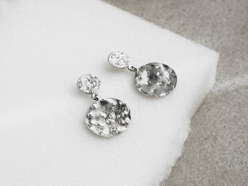 Gehämmerte Münze Ohrringe - Silber Disc Gold Goldene von ANNACID