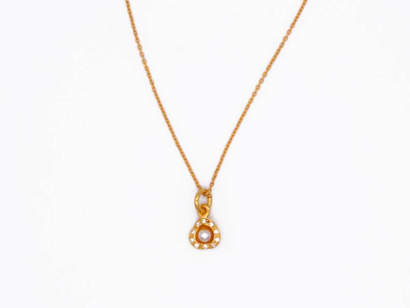 Perlenkette - Kleine Perle Anhänger Cz Halskette Silber Gold Minimale Zierliche von ANNACID