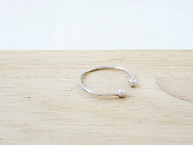 Silber Kugel Verstellbarer Ring - Offener Doppelter Minimaler Sterling Einfacher von ANNACID