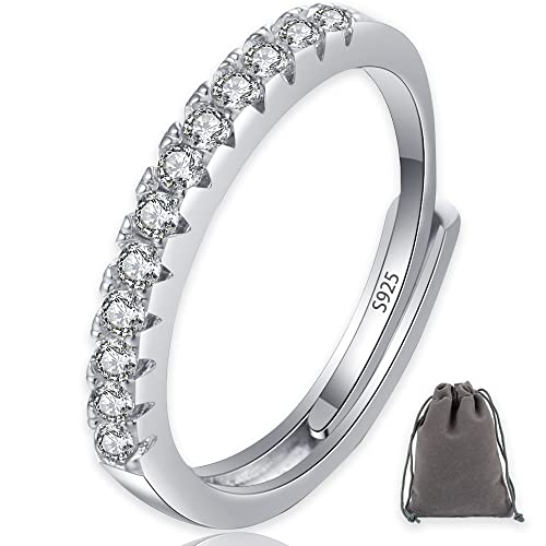 Silber Ringe für Damen 925 Brilliant Zirkonia Silberringe Ringe Frauen & Herren Verlobungsring Eheringe Trauringe Memoirering Vorsteckring Ring für Damen Schmuck Geschenk mit Geschenkbox (Silber) von AIFUYUDM
