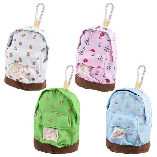 ANNASAMDO 4 Stück Kleine Make up Tasche Anhänger Mini Rucksack Taschen Schlüsselanhänger, Niedlich Mini Kosmetiktasche für Damen, Münzbeutel für Münzen, Lippenstift, Schlüssel, Datenkabel von ANNASAMDO