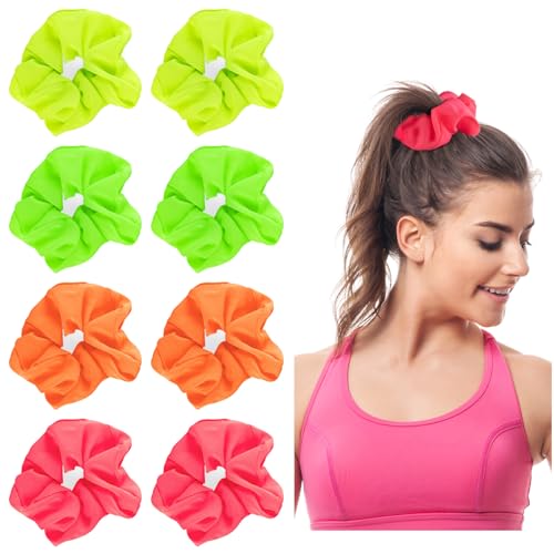 ANNASAMDO 8 Stück Haargummi Scrunchies Haarschmuck Haarringe Farbe Elastisch Weich Haarbänder Pferdeschwanzhalter für Damen Mädchen von ANNASAMDO