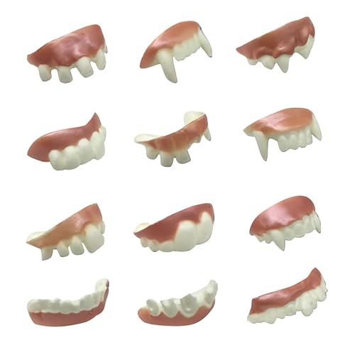 12 Stücke Halloween Vampir Zähne - Lustige Bob Zähne, Knorrige Gefälschte Zähne für Maskerade Prothesenzähne für Party-Styling und Cosplay, 12 Zufällige von ANNCHILIO