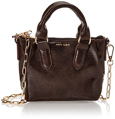 ANNE KLEIN Damen Lizard Eidechse Mini Crossbody, Midnight Chocolate von ANNE KLEIN