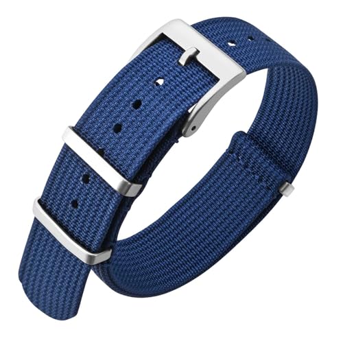 ANNEFIT Nylon Uhrenarmbänder 16mm mit Edelstahl Metall Schließe, Sport Atmungsaktive Ersatzarmband (Blau) von ANNEFIT