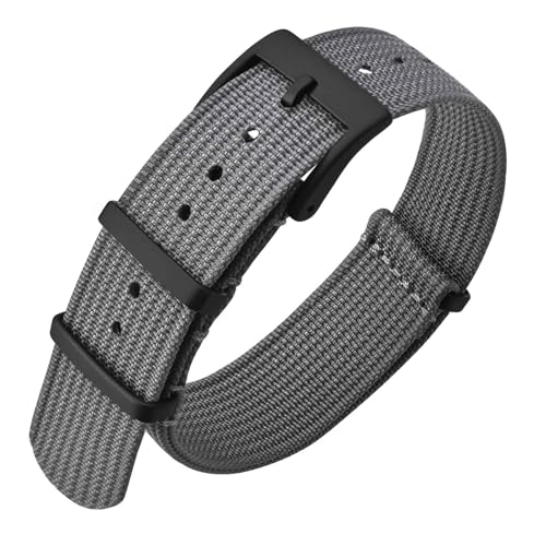 ANNEFIT Nylon Uhrenarmbänder 18mm mit Edelstahl Metall Schwarz Schließe, Sport Atmungsaktive Ersatzarmband (Grau) von ANNEFIT