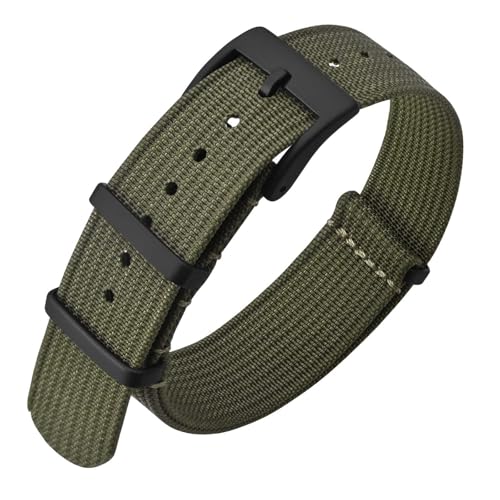 ANNEFIT Nylon Uhrenarmbänder 20mm mit Edelstahl Metall Schwarz Schließe, Sport Atmungsaktive Ersatzarmband (Grün) von ANNEFIT