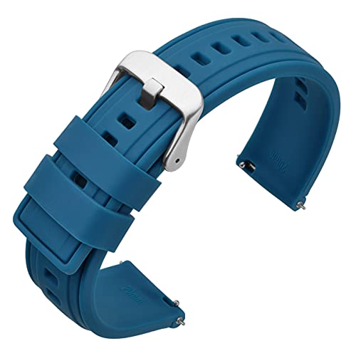 ANNEFIT Silikon Uhrenarmband 18mm mit Schnalle Edelstahl für Traditionell Uhr, Armbänder Ersatz mit Schnellverschluss (Blau) von ANNEFIT