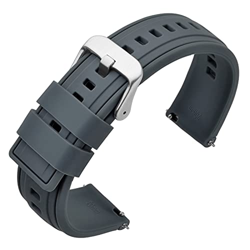 ANNEFIT Silikon Uhrenarmband 18mm mit Schnalle Edelstahl, Armbänder Ersatz mit Schnellverschluss (Grau) von ANNEFIT