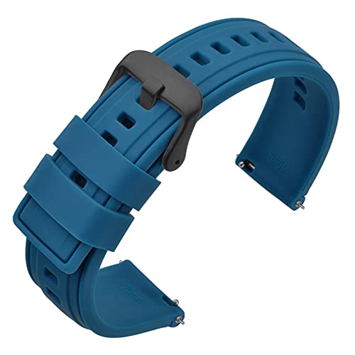 ANNEFIT Silikon Uhrenarmband 18mm mit Schwarz Schnalle für Traditionell Uhr, Armbänder Ersatz mit Schnellverschluss (Blau) von ANNEFIT