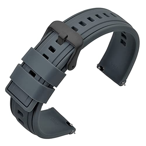 ANNEFIT 18mm Silikon Uhrenarmband mit Schwarz Schnalle, Armbänder Ersatz mit Schnellverschluss (Grau) von ANNEFIT