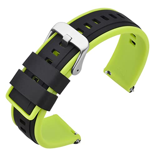 ANNEFIT Silikon Uhrenarmband 20mm mit Schnalle Edelstahl, Armbänder Ersatz mit Schnellverschluss (Schwarz und Grün) von ANNEFIT