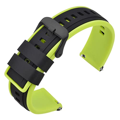 ANNEFIT Silikon Uhrenarmband 20mm mit Schwarz Schnalle, Armbänder Ersatz mit Schnellverschluss (Schwarz und Grün) von ANNEFIT