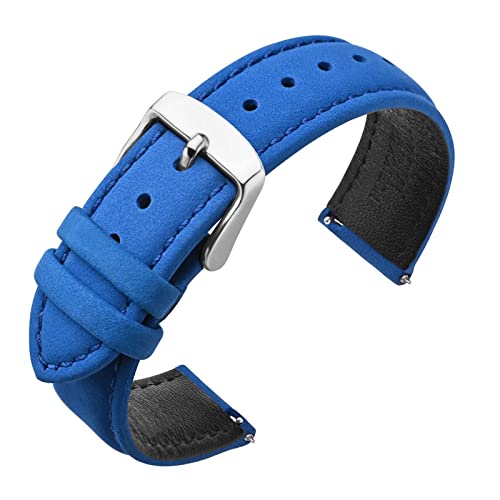 ANNEFIT Uhrenarmbänder für Herren 18mm, Vintage Nubuk Wildleder Weiches Leder mit Schnellverschluss (Blau) von ANNEFIT