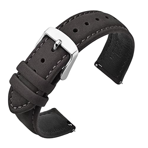 ANNEFIT Uhrenarmbänder für Herren 18mm, Vintage Nubuk Wildleder Weiches Leder mit Schnellverschluss (Dunkelgrau) von ANNEFIT