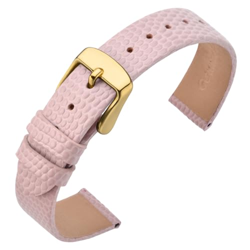 ANNEFIT Uhrenarmband 10mm Leder für Damen, Eidechsen-Prägung Ersatzarmband mit Edelstahl Gold Schnalle (Rose) von ANNEFIT