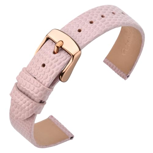 ANNEFIT Uhrenarmband 12mm Leder für Damen, Eidechsen-Prägung Ersatzarmband mit Edelstahl Roségold Schnalle (Rose) von ANNEFIT