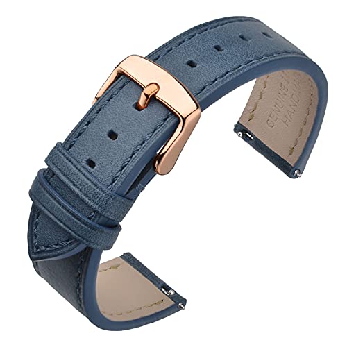 ANNEFIT Uhrenarmband 17mm, Schnellverschluss Lederarmband Ersatz mit Roségold Schnalle (Blau) von ANNEFIT